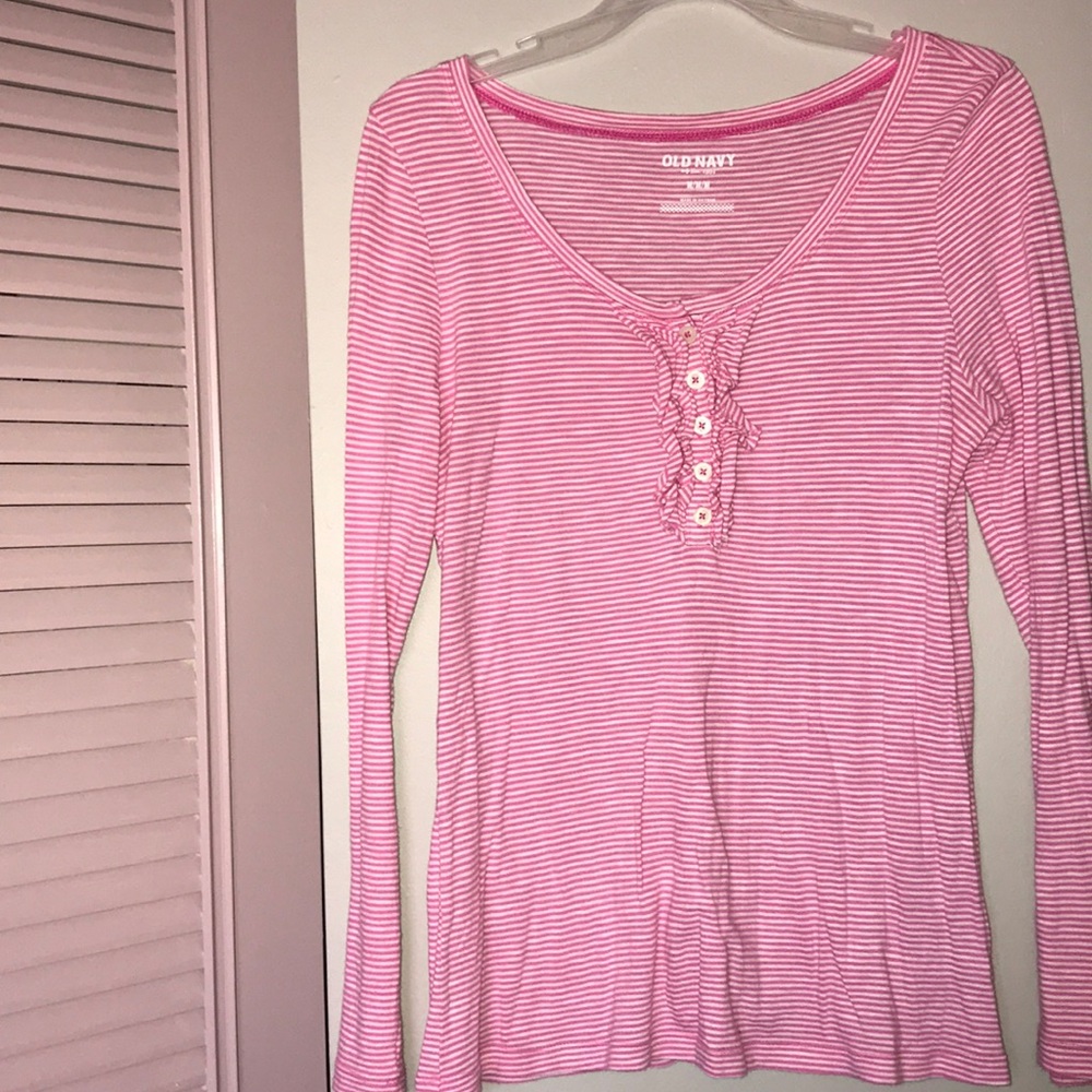 Old Navy Pink and White Striped Shirt